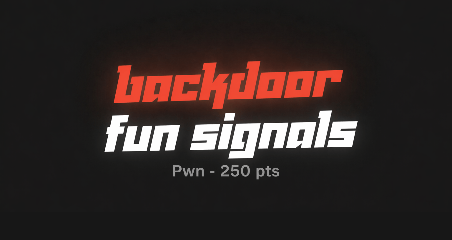 BackdoorCTF challenge title banner for “funsignals”